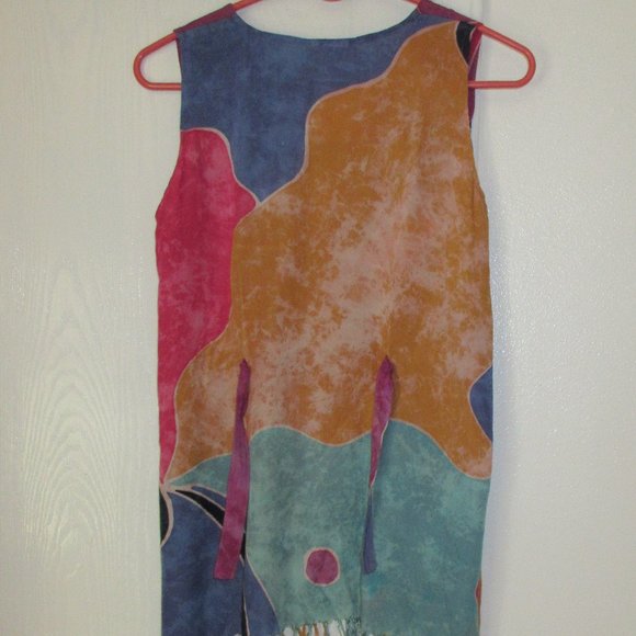 Sleeveless Top Dress Fringe Button Front Small - Picture 5 of 5